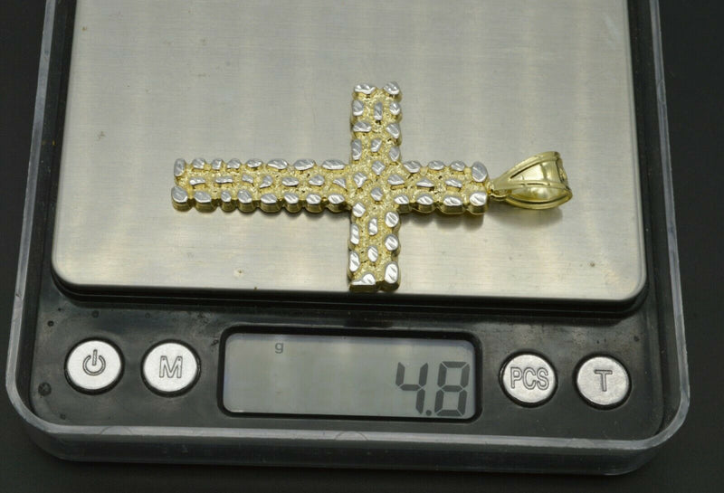 Nugget Cross Charm 10K Yellow Gold