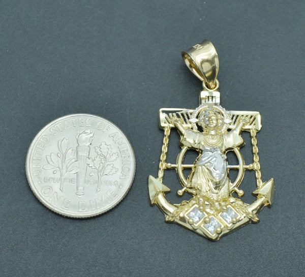 Real 10K Yellow Gold Baby Jesus Anchor Pendant Diamond Cut 2.2gr + Chain 16"-24"