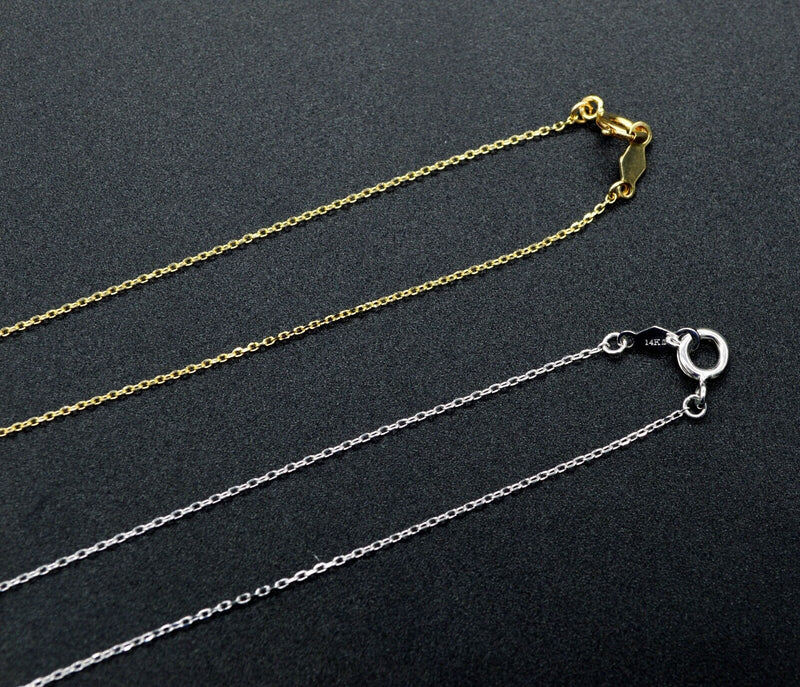 14K Solid Yellow Gold Initial 16" Letter Cable Chain Necklace A-Z Is Available