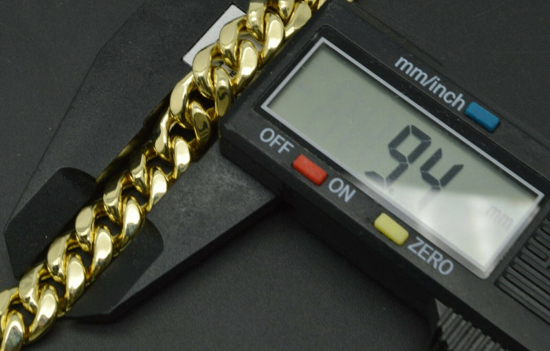 14k Real Yellow Gold Mens 9.4mm Miami Cuban Curb Chain Bracelet. 9"