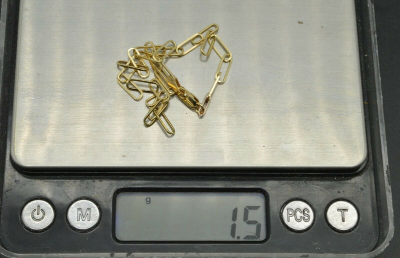 Real 14k Yellow Gold Paper Clip Link Bracelet 3mm 7.5''.jpg