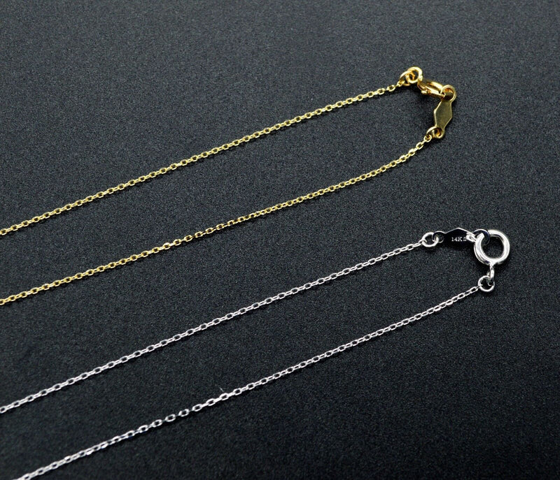 14K Solid Yellow Gold Initial 16" Letter ( I ) Cable Chain Necklace