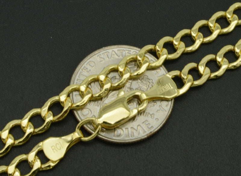 NEW 10k Real Yellow Gold 4.5mm Cuban Curb Link Chain 18" 20'' 22'' 24"