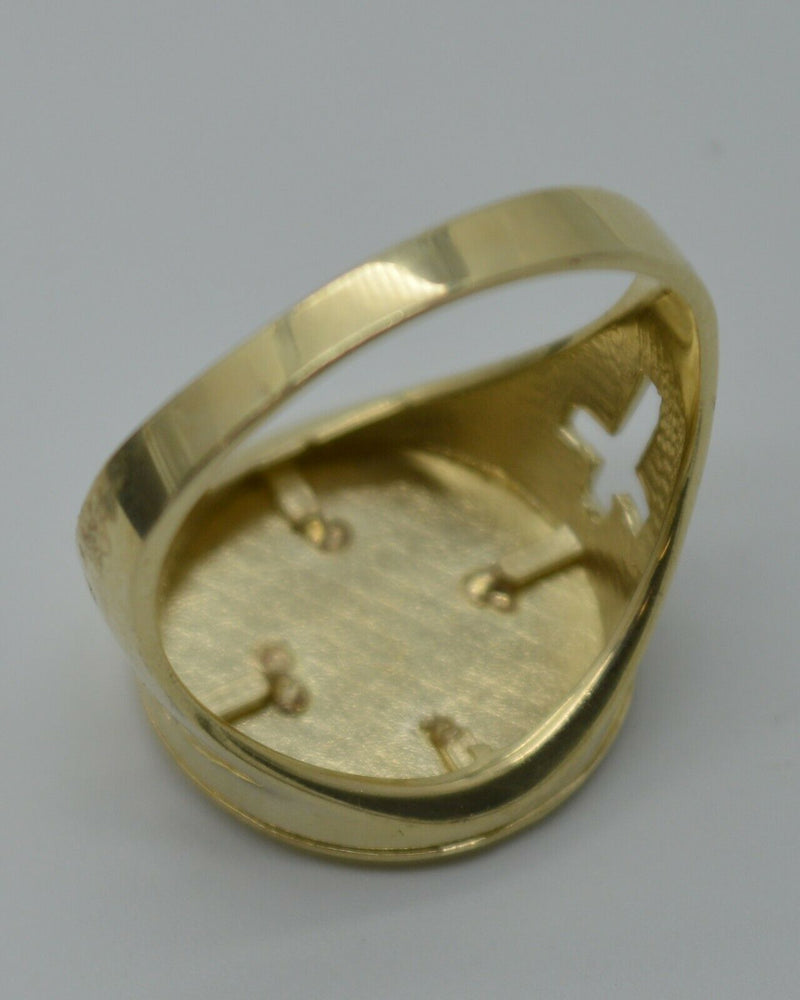 Real Solid 10K Yellow Gold Mens Last Supper Head Ring 17.5mm ALL Sizes