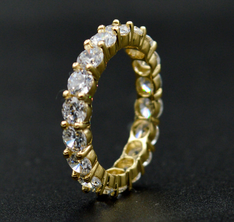 14K Yellow Gold 4.00ct Created Round Diamond Eternity Wedding Band Size 6