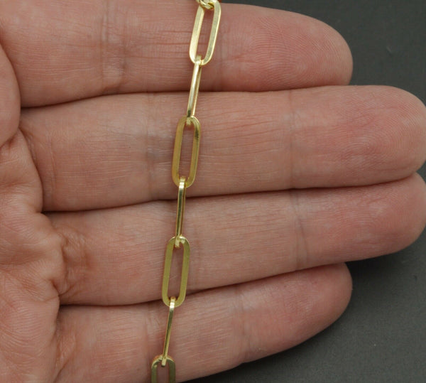 Real 14k Yellow Gold Paper Clip Link Bracelet 4.5mm 7''.jpg