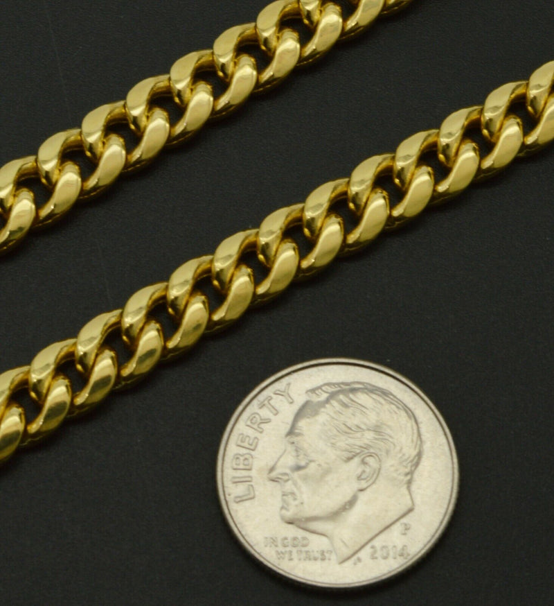 10K Yellow REAL GOLD Miami Cuban Curb Chain Necklace 6mm 20''22"-24" 26"