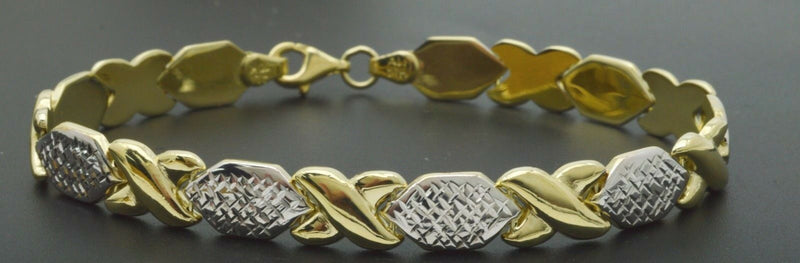 Real 10k Yellow Gold "Hugs & Kisses" XO "I Love You" Bracelet 7mm 71/4''