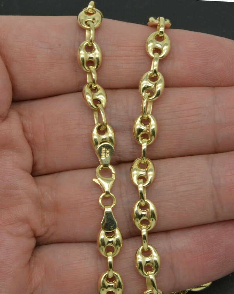 10K Yellow REAL GOLD Puffed Mariner Gucci Link Chain Necklace 6.5mm 22'' 24" 26"