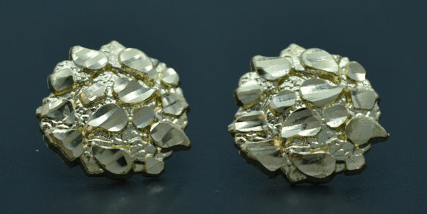 Real 10K Yellow Gold Round Diamond Cut Nugget Stud Earrings 15mm.jpg