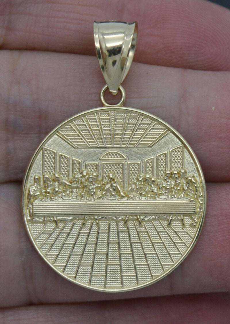 Real 10K Yellow Solid Gold Last Supper Pendant+Chain 16"-24"