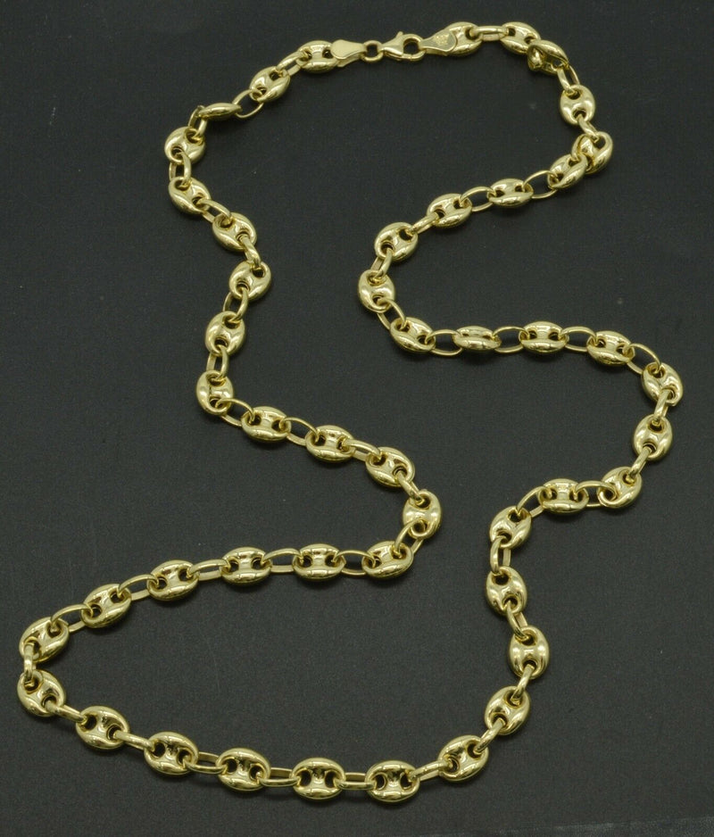 10K Yellow REAL GOLD Puffed Mariner Gucci Link Chain Necklace 6.5mm 22'' 24" 26"