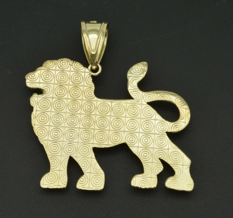 Real 10K Yellow Gold big Walking Lion Head Body Pendant Charm 1.75'' 6.00gr