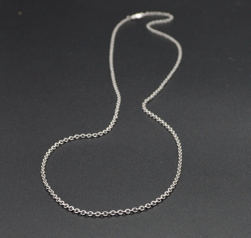 PM150 14K White Solid Gold Cable Chain Necklace 1.5mm 16" - 22"