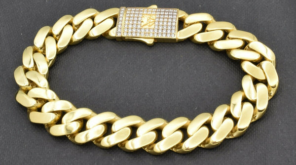 10k Real Yellow Gold Mens 13mm Miami Cuban Curb Chain Bracelet 8 1/2" 23.6gr