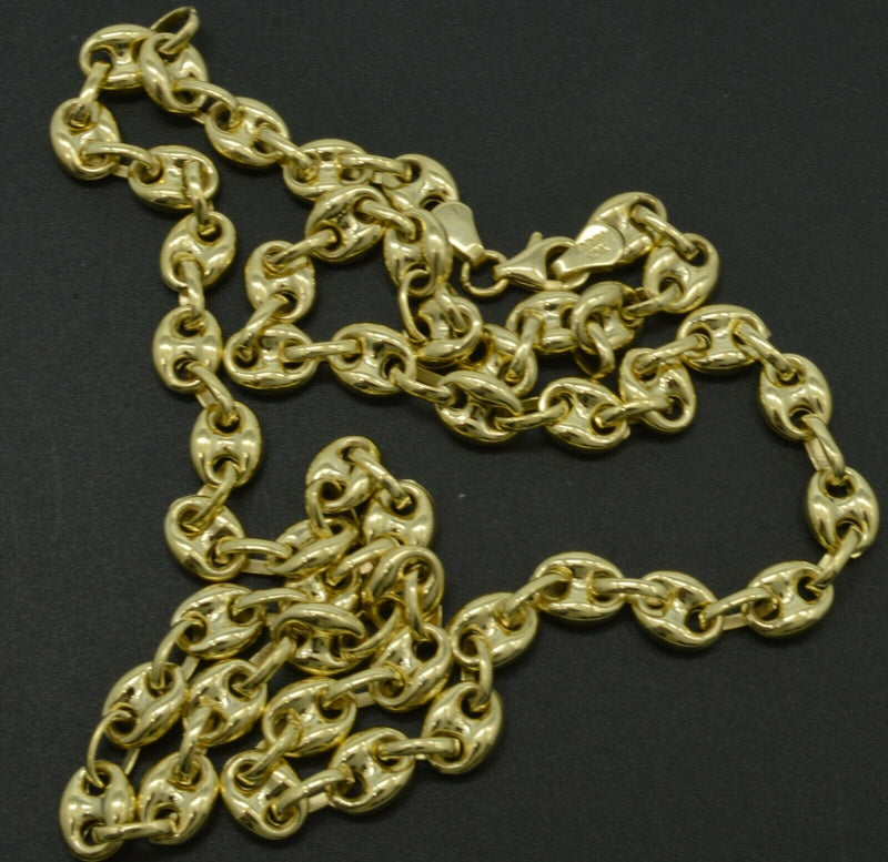 10K Yellow REAL GOLD Puffed Mariner Gucci Link Chain Necklace 6.5mm 22'' 24" 26"