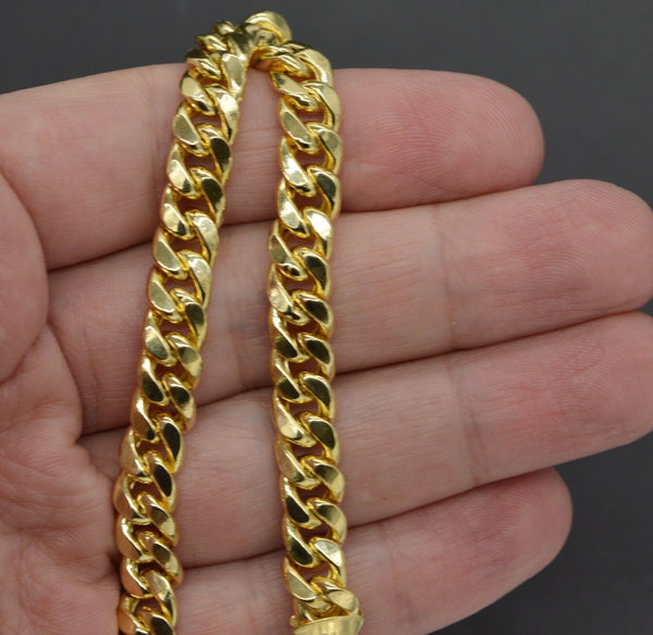 Mens 8mm 14k Real Yellow Gold Miami Cuban Curb Chain Bracelet. 8 1/2" 15.1gr