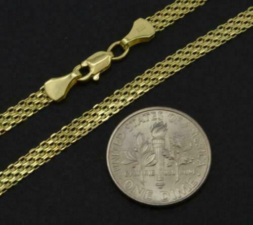 14K Yellow Solid Gold Round Bismark Chain Necklace 3.2mm 16" 18'' 20'' 22'' 24"