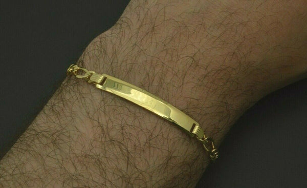 10k Yellow Solid Gold Figro Personalized ID bar Bracelet