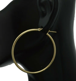 10k Solid Yellow Gold "Large" Plain Round hoop Earrings 40mm x2MM 2.4GR