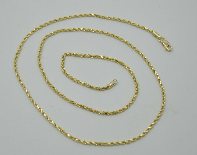 10k Yellow Solid GOLD Hollow Rope Chain Necklace 2mm  18" - 24"