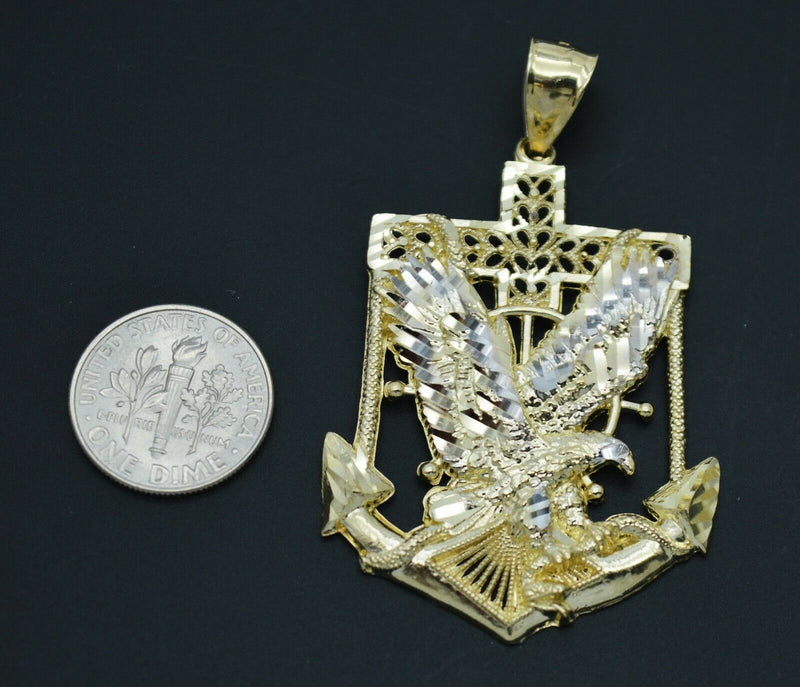 Real 10k Yellow Gold Flying Eagle Anchor Charm Pendant 6.2gr + Chain 16"-24"