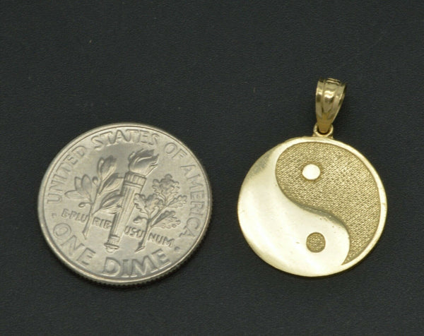 14k Solid Yellow Gold Yin Yang Symbol Charm Pendant +18 Chain