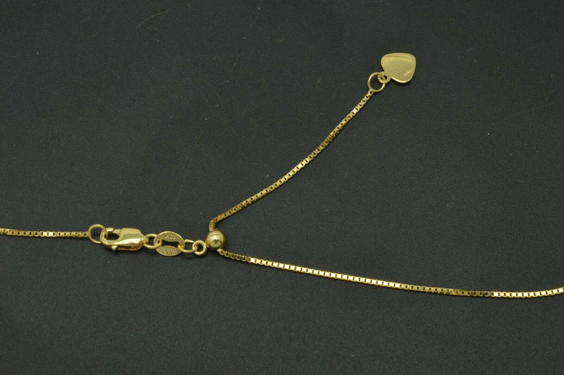 Real 10K Yellow Gold Up to 22" Solid Adjustable box Chain Necklace