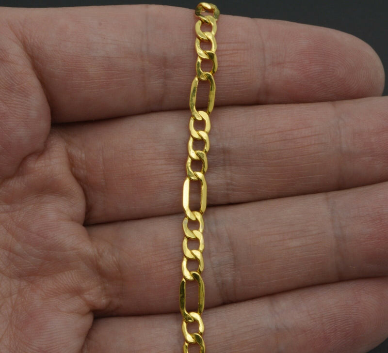 Real 10K Yellow Gold Figaro Link Bracelet  7'' 8''