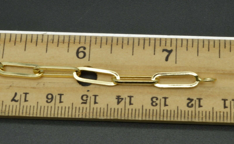 Real 14k Yellow Gold Paper Clip Link Bracelet 4mm 7.5''.jpg