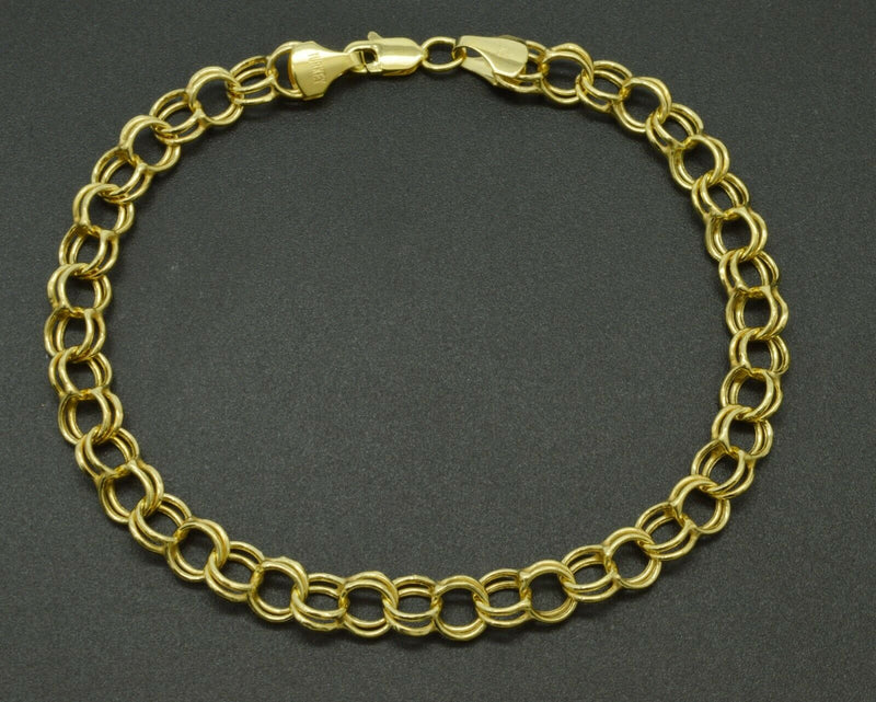 10K Yellow Solid Gold Charm 5mm Oval Chain Bracelet 2.7gr 7 1/2''