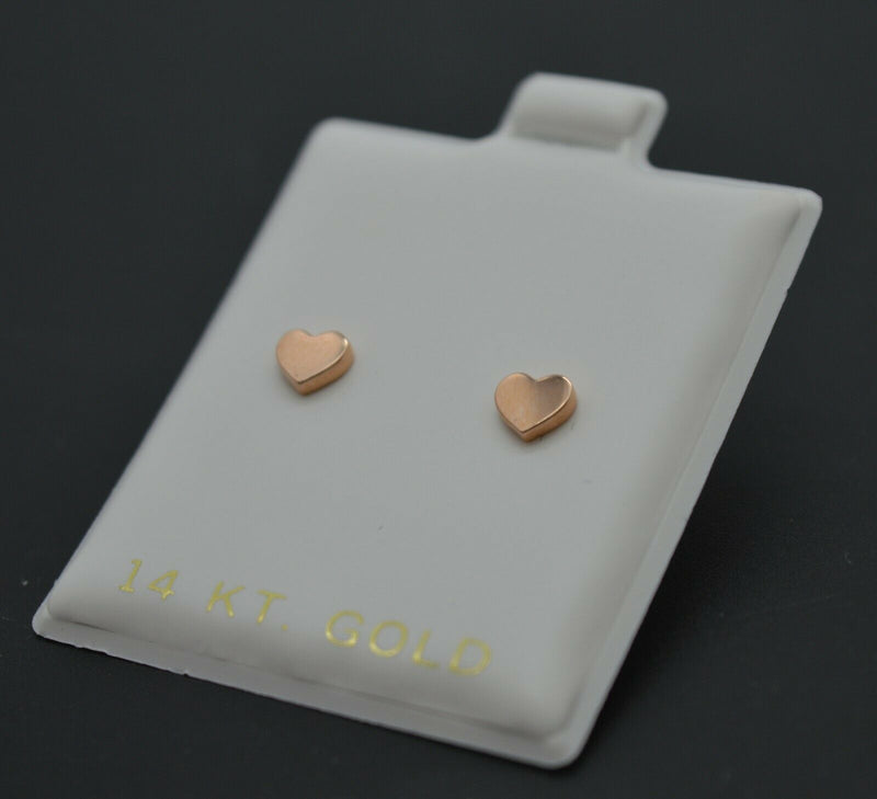 Real 14K Yellow-Rose Gold Mini Heart Stud Earrings