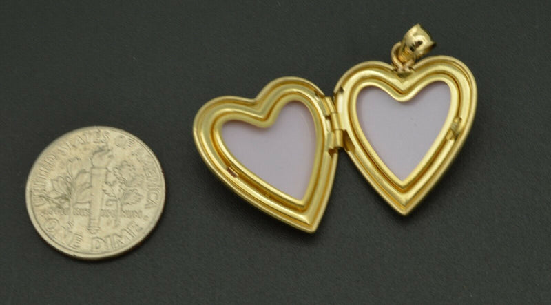 14K Solid Yellow gold Heart LOCKET with Flowers