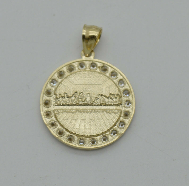 Real 10K Yellow Gold Last Supper Charm Pendant Diamond-Cut 2.1 Grams