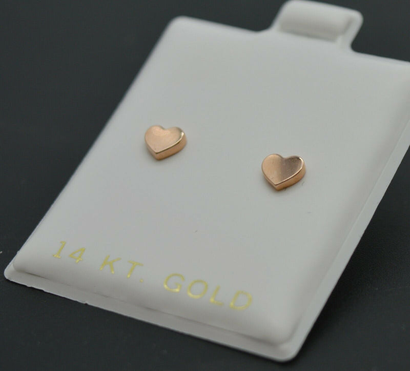 Real 14K Yellow-Rose Gold Mini Heart Stud Earrings