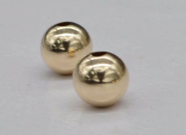 14k Yellow Solid Gold 8mm Bright Seamless Round Beads 1 Pc.