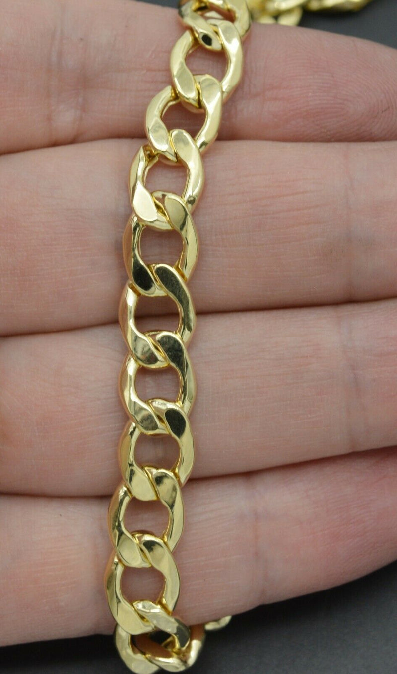 Real 10k Yellow Gold Men's Curb Cuban Chain Bracelet 9" 9.3gr