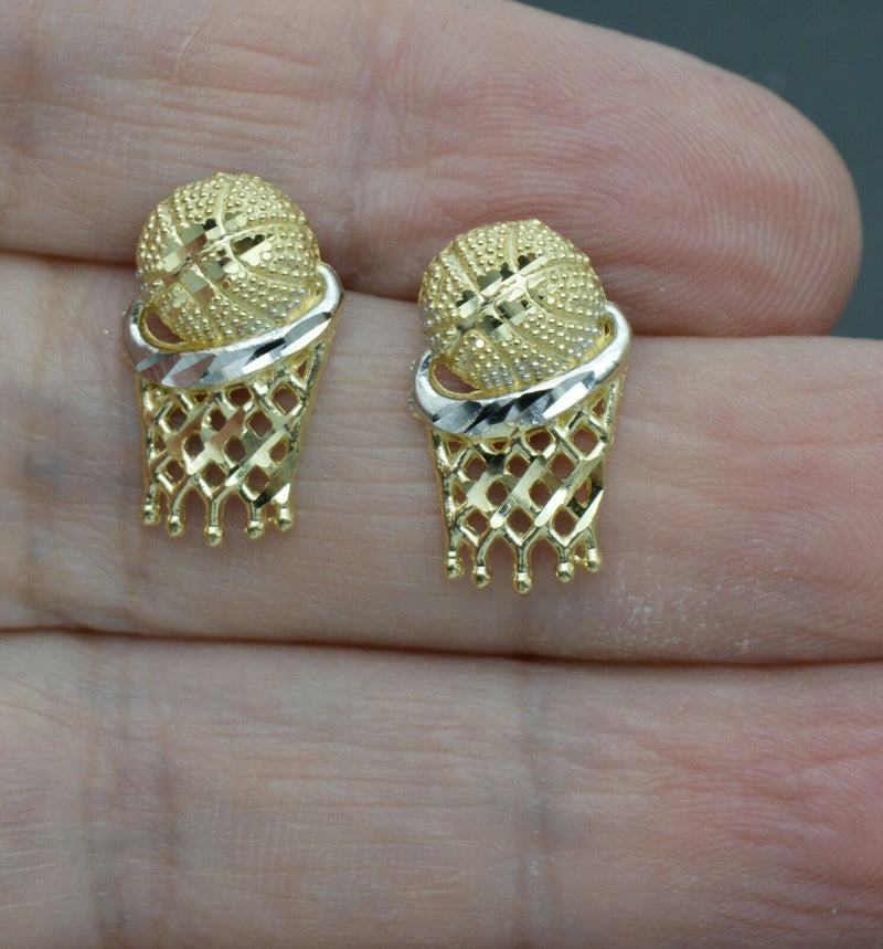 Real 10k Yellow Gold Basketball Diamond Cut Stud Earrings 1.8gr.jpg