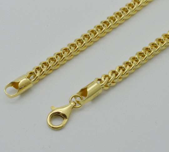 Real 10K Yellow Gold 4.5MM Franco / Box Link Bracelet Mens 7.8gr