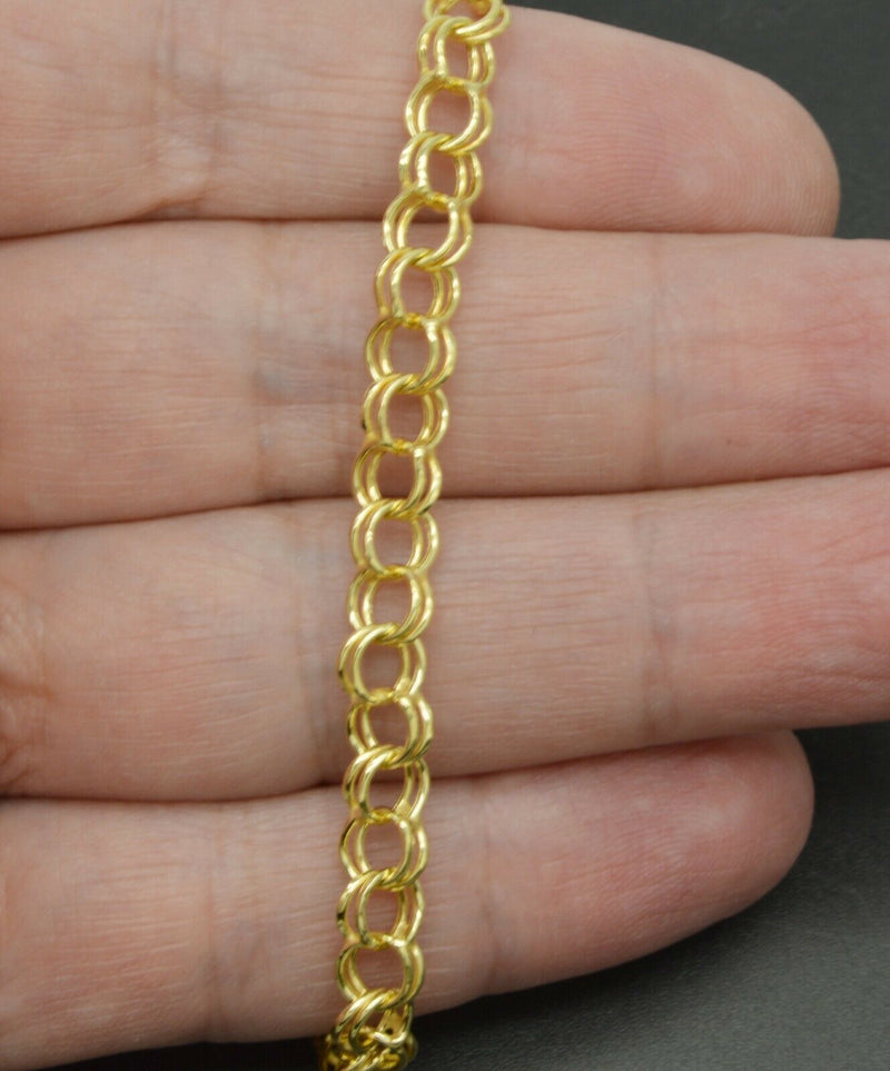 10K Yellow Solid Gold Charm 5mm Oval Chain Bracelet 2.7gr 7 1/2''