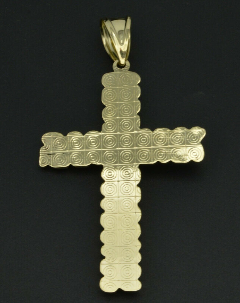 10K Real Gold Nougat Jesus Cross Pendant Charm 5.2 gr 2.70" length