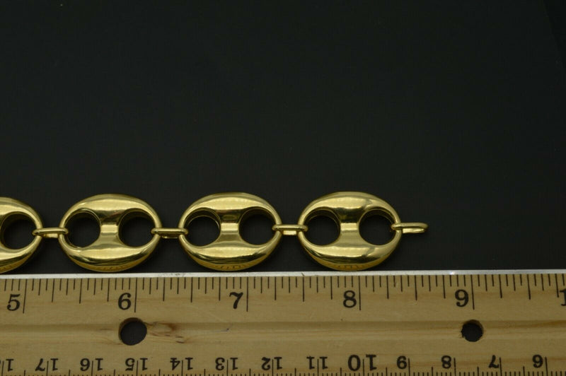 Mens 19mm 10k Real Yellow Gold Nugget Gucci Link Bracelet 8 3/4" 16grams