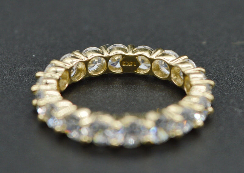 14K Yellow Gold 4.00ct Created Round Diamond Eternity Wedding Band Size 6