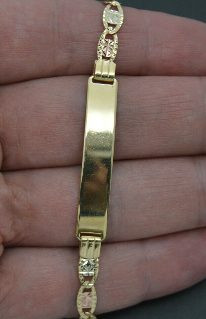 REAL 10K Gold 7" Engravable ID Valentino Link Bracelet 6.2gr + Engraving