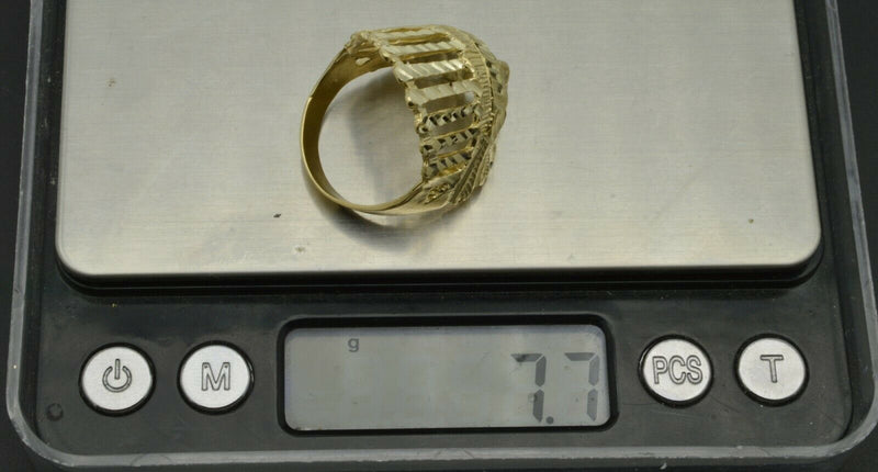 Real Solid 10K Yellow Gold ''BIG'' Men's Diamond Cut Indian Head Ring ALL SIZES