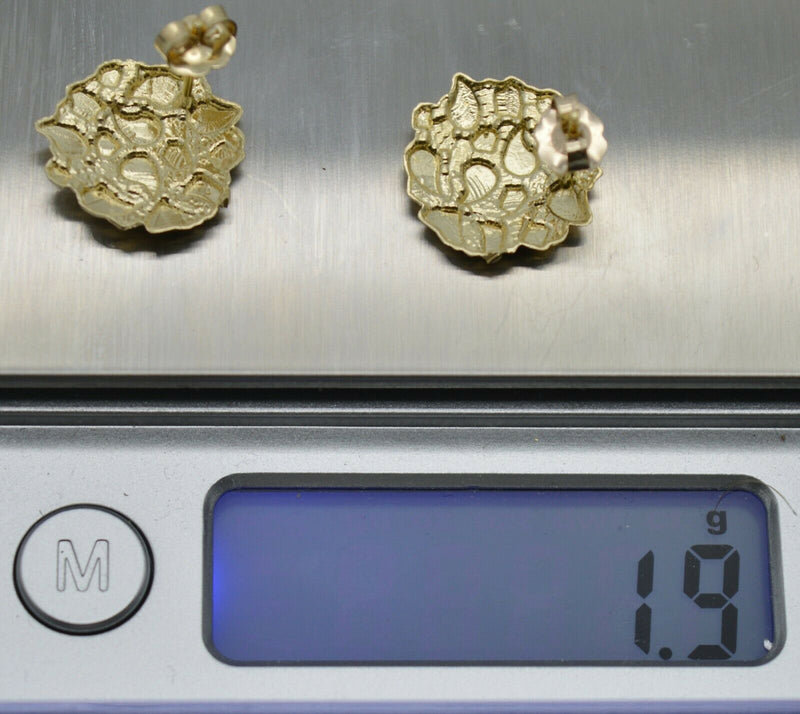 Real 10K Yellow Gold Round Diamond Cut Nugget Stud Earrings 15mm.jpg