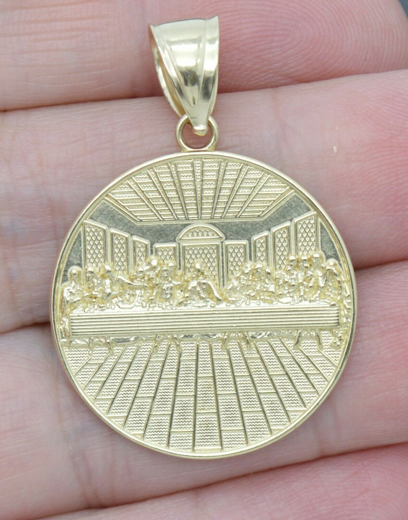 Real 10K Yellow Solid Gold Last Supper Pendant+Chain 16"-24"