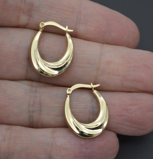 Real 10k Solid Yellow Gold hoop Drop Twisted Earrings 20.1mm