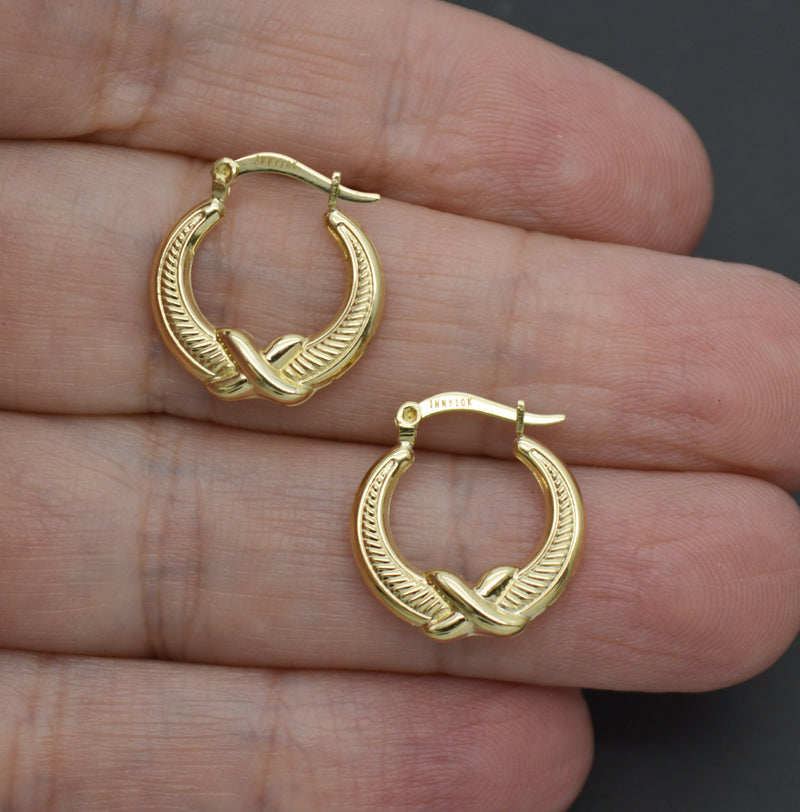 Real 10k Solid Yellow Gold Infinity Sign Hoop Earrings 18.1mm