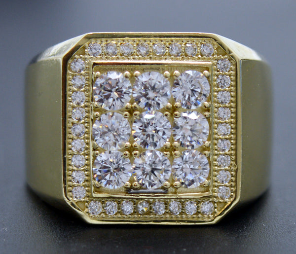 Real Solid 10K Yellow Gold Men's Square Ring 16.4mm ALL Sizes 6.2grams.jpg